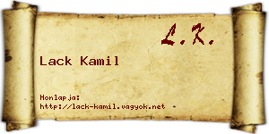 Lack Kamil névjegykártya